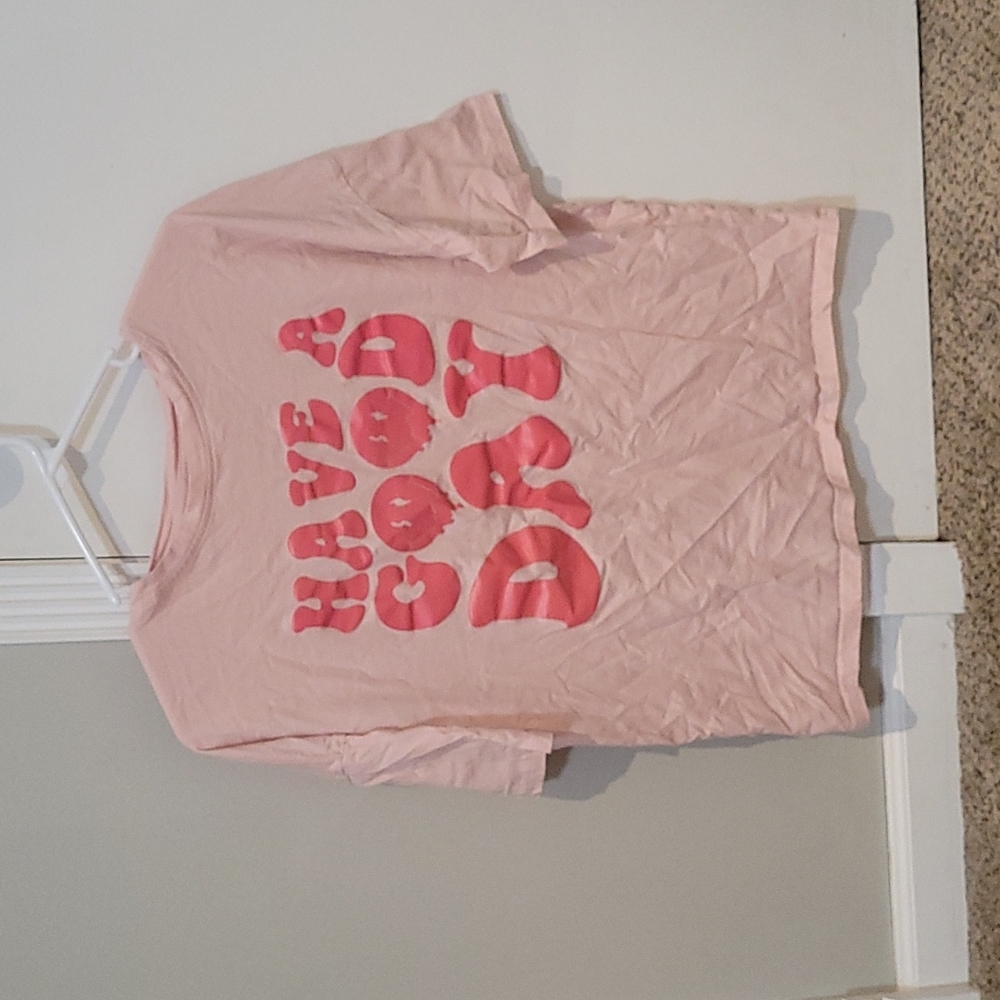 pink slogan graphic tee